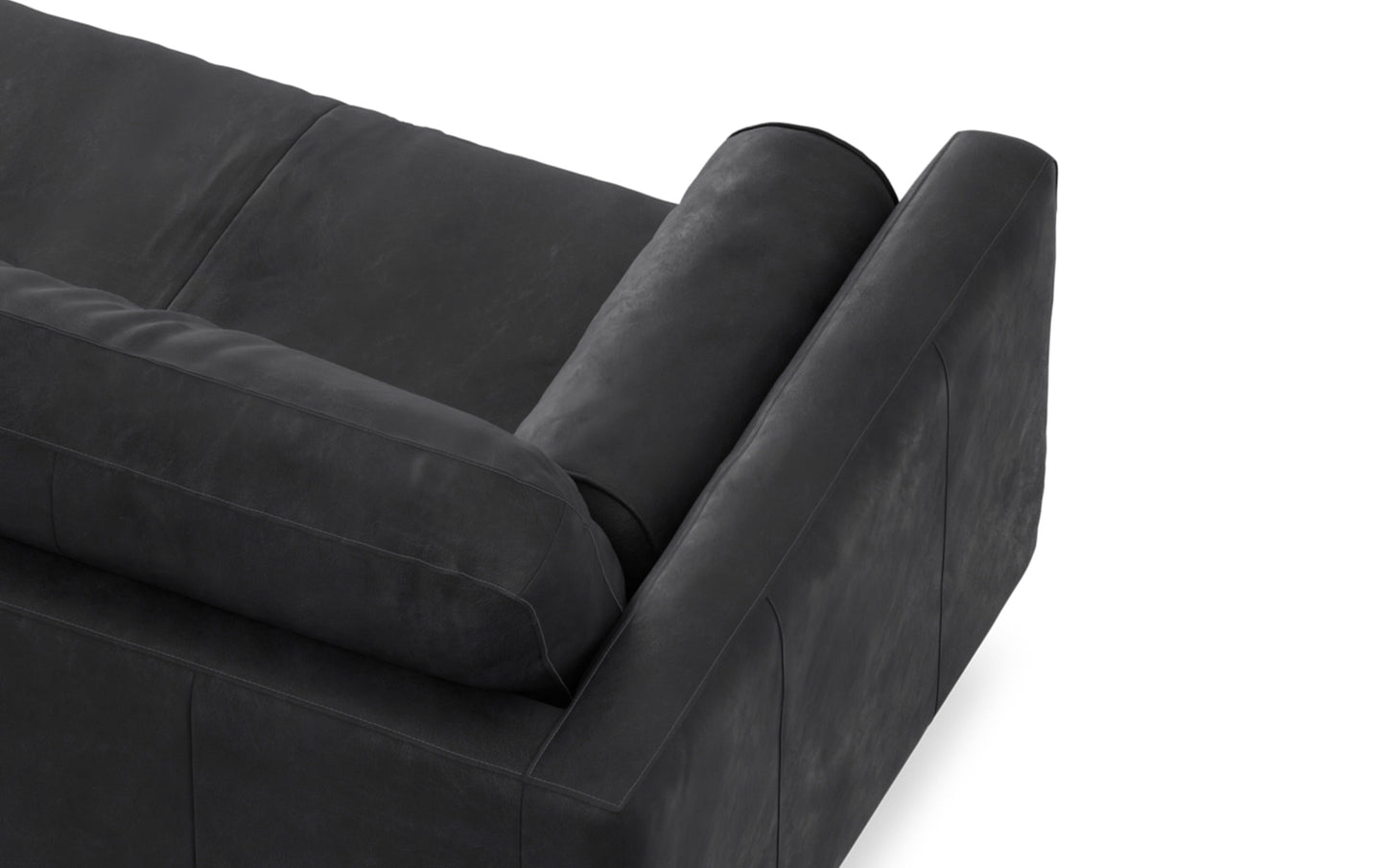 Lead Black Genuine Top Grain Leather | Morrison 72 inch Mid Century Sofa in Genuine Leather