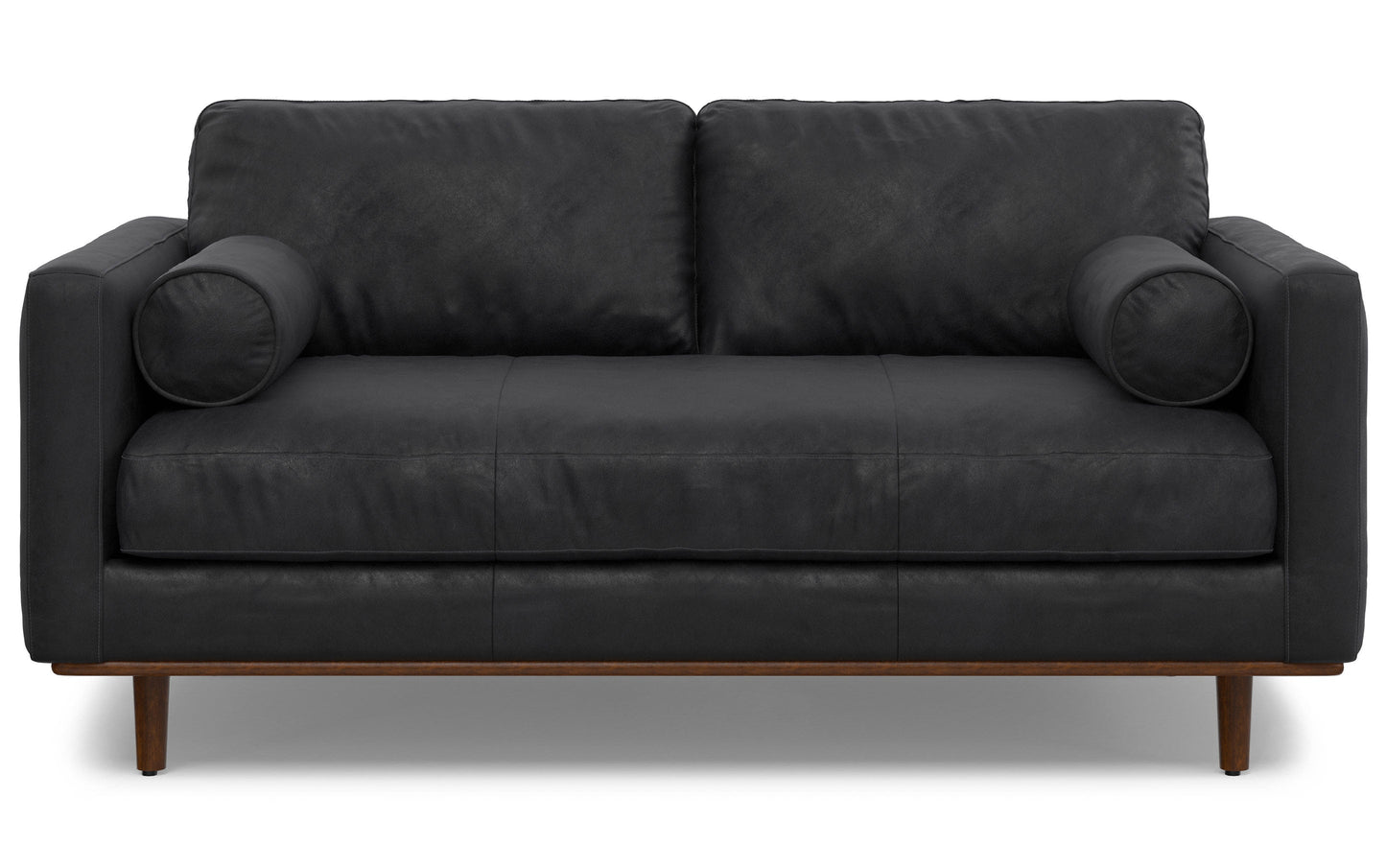 Lead Black Genuine Top Grain Leather | Morrison 72 inch Mid Century Sofa in Genuine Leather