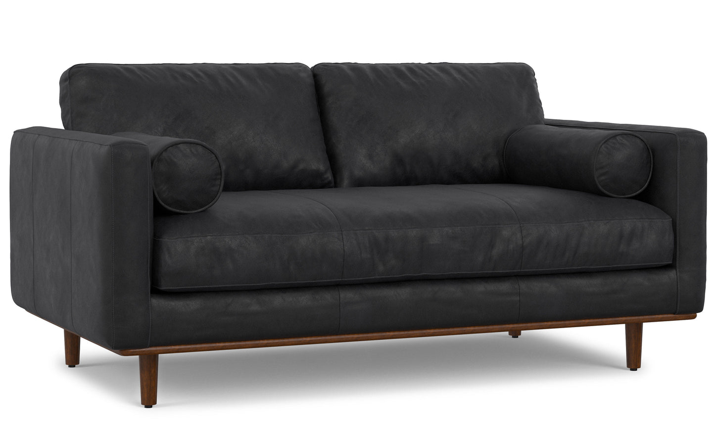 Lead Black Genuine Top Grain Leather | Morrison 72 inch Mid Century Sofa in Genuine Leather