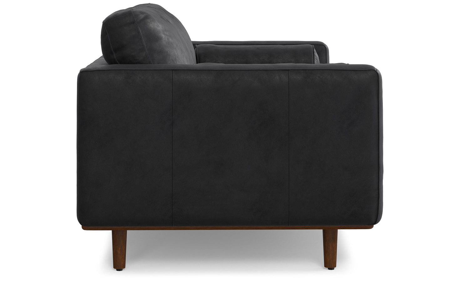 Lead Black Genuine Top Grain Leather | Morrison 72 inch Mid Century Sofa in Genuine Leather