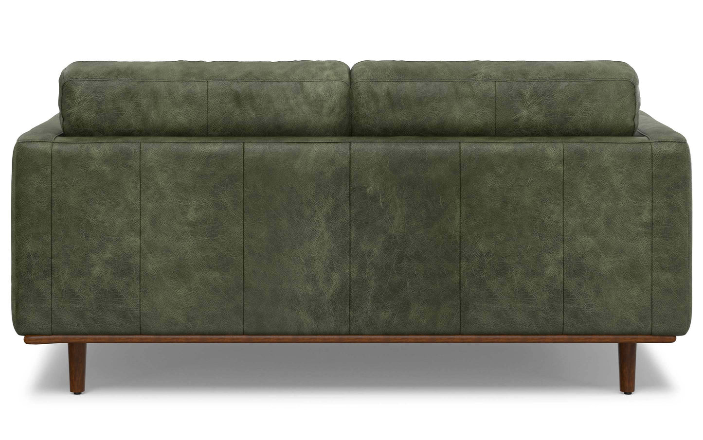 Moss Green Genuine Top Grain Leather | Morrison 72 inch Mid Century Sofa in Genuine Leather