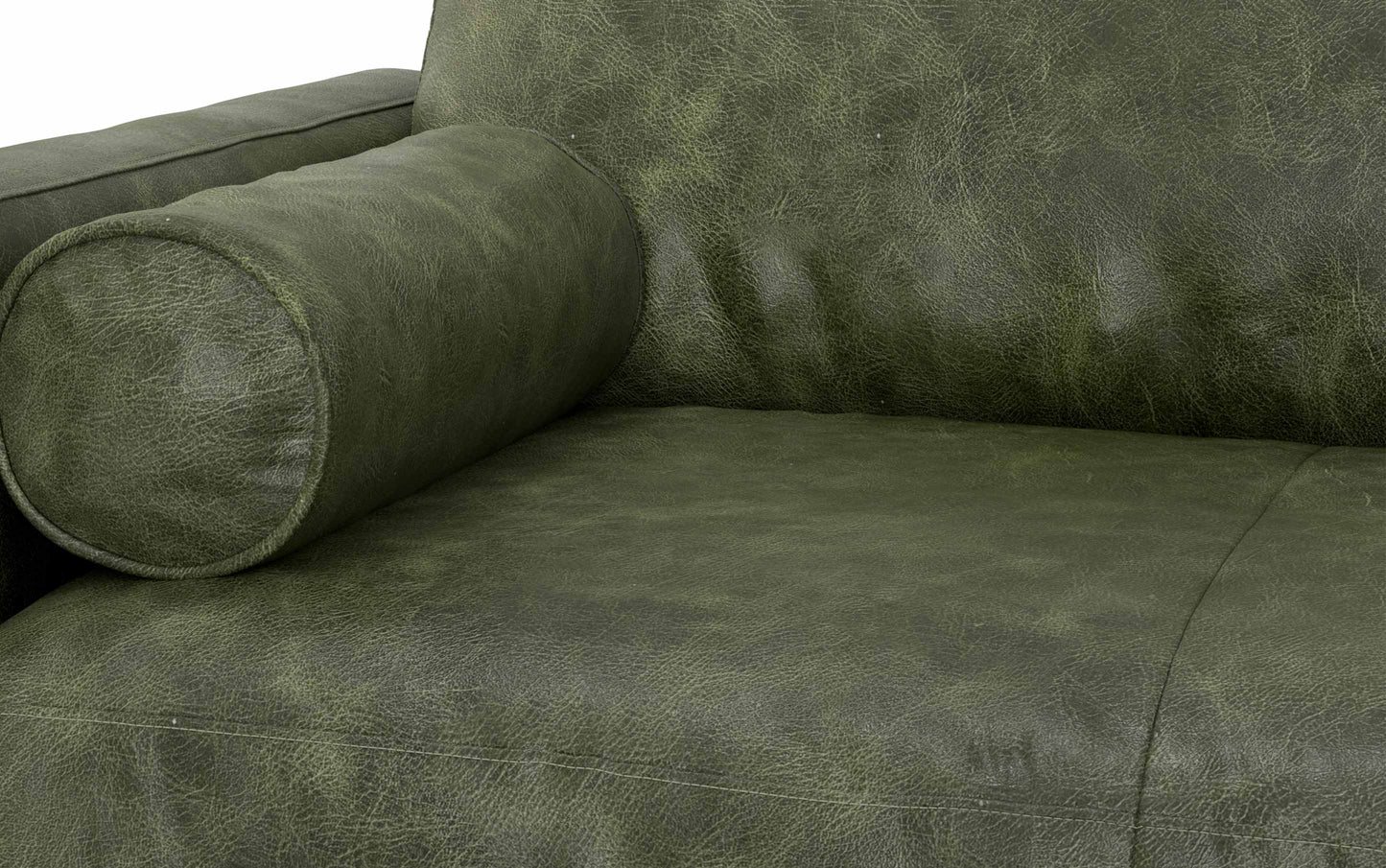 Moss Green Genuine Top Grain Leather | Morrison 72 inch Mid Century Sofa in Genuine Leather