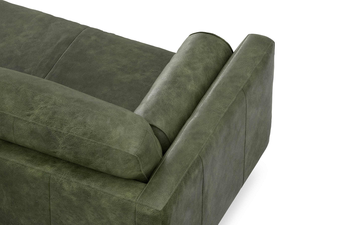 Moss Green Genuine Top Grain Leather | Morrison 72 inch Mid Century Sofa in Genuine Leather