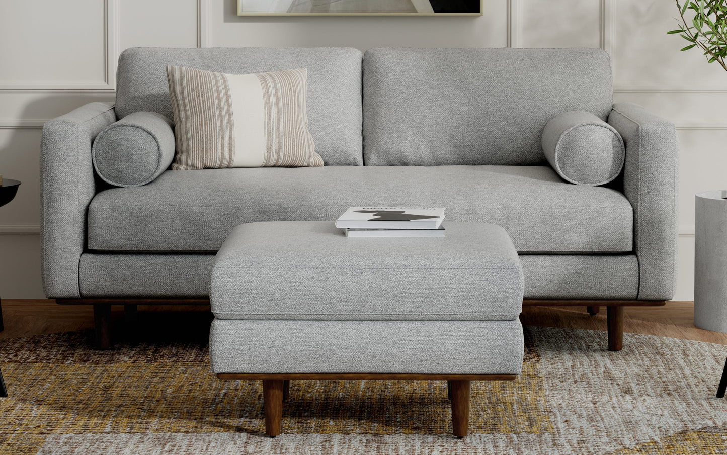 Mist Grey Woven-Blend Fabric | Morrison 72 inch Mid Century Sofa