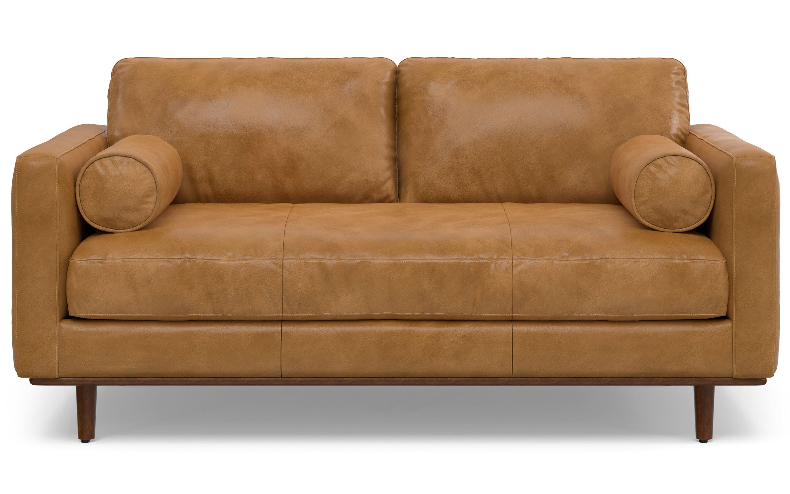 Sienna Genuine Top Grain Leather | Morrison 72 inch Mid Century Sofa in Genuine Leather