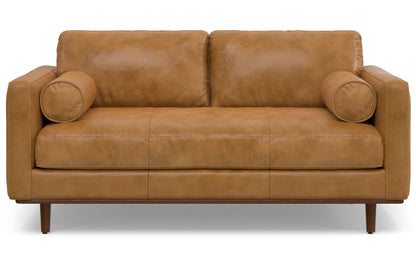 Sienna Genuine Top Grain Leather | Morrison 72 inch Mid Century Sofa in Genuine Leather