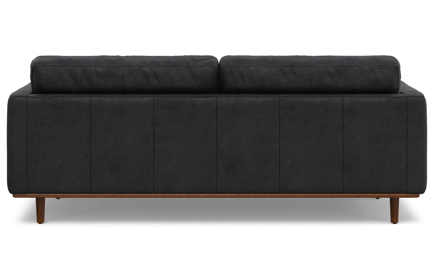 Lead Black Genuine Top Grain Leather | Morrison 89 inch Mid Century Sofa Genuine Leather