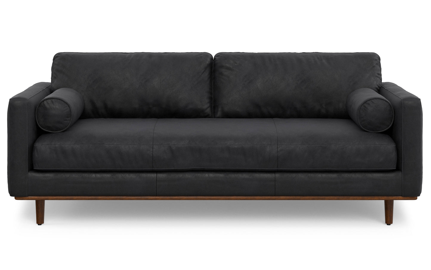 Lead Black Genuine Top Grain Leather | Morrison 89 inch Mid Century Sofa Genuine Leather