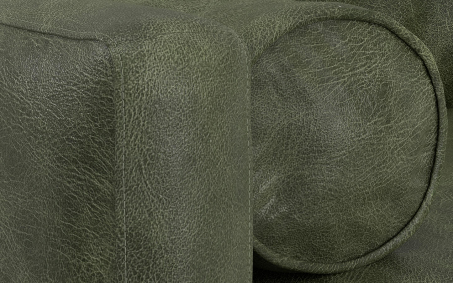 Moss Green Genuine Top Grain Leather | Morrison 89 inch Mid Century Sofa Genuine Leather