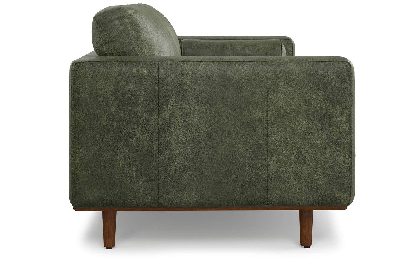 Moss Green Genuine Top Grain Leather | Morrison 89 inch Mid Century Sofa Genuine Leather