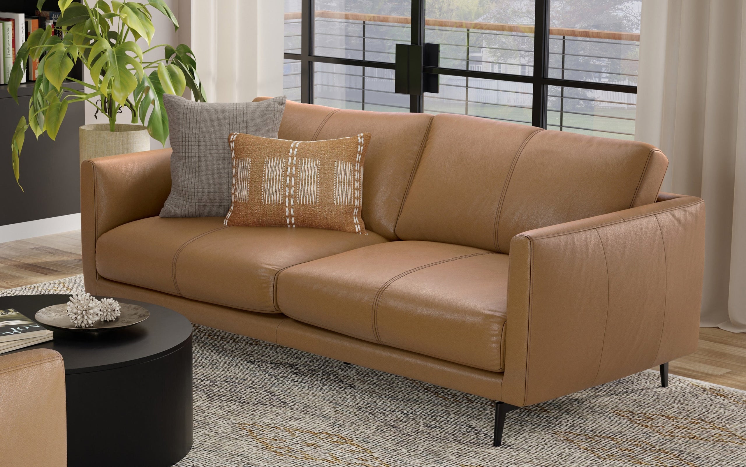 Butternut Brown Genuine Leather | Stevens 81 inch Sofa