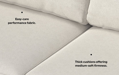 Cream Performance Fabric | Ava 76 inch Mid Century Sofa with Ottoman Set