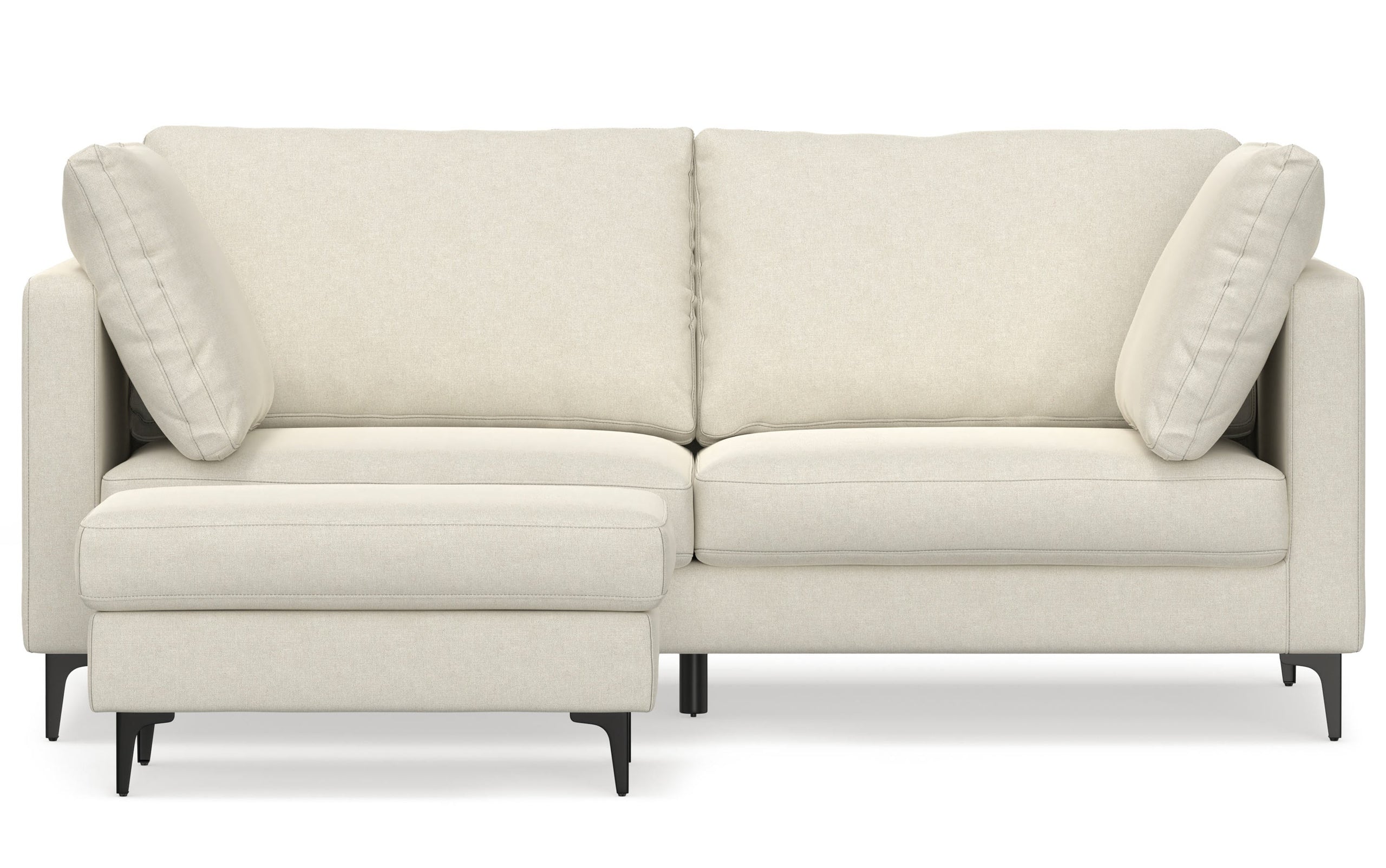 Cream Performance Fabric | Ava 76 inch Mid Century Sofa with Ottoman Set