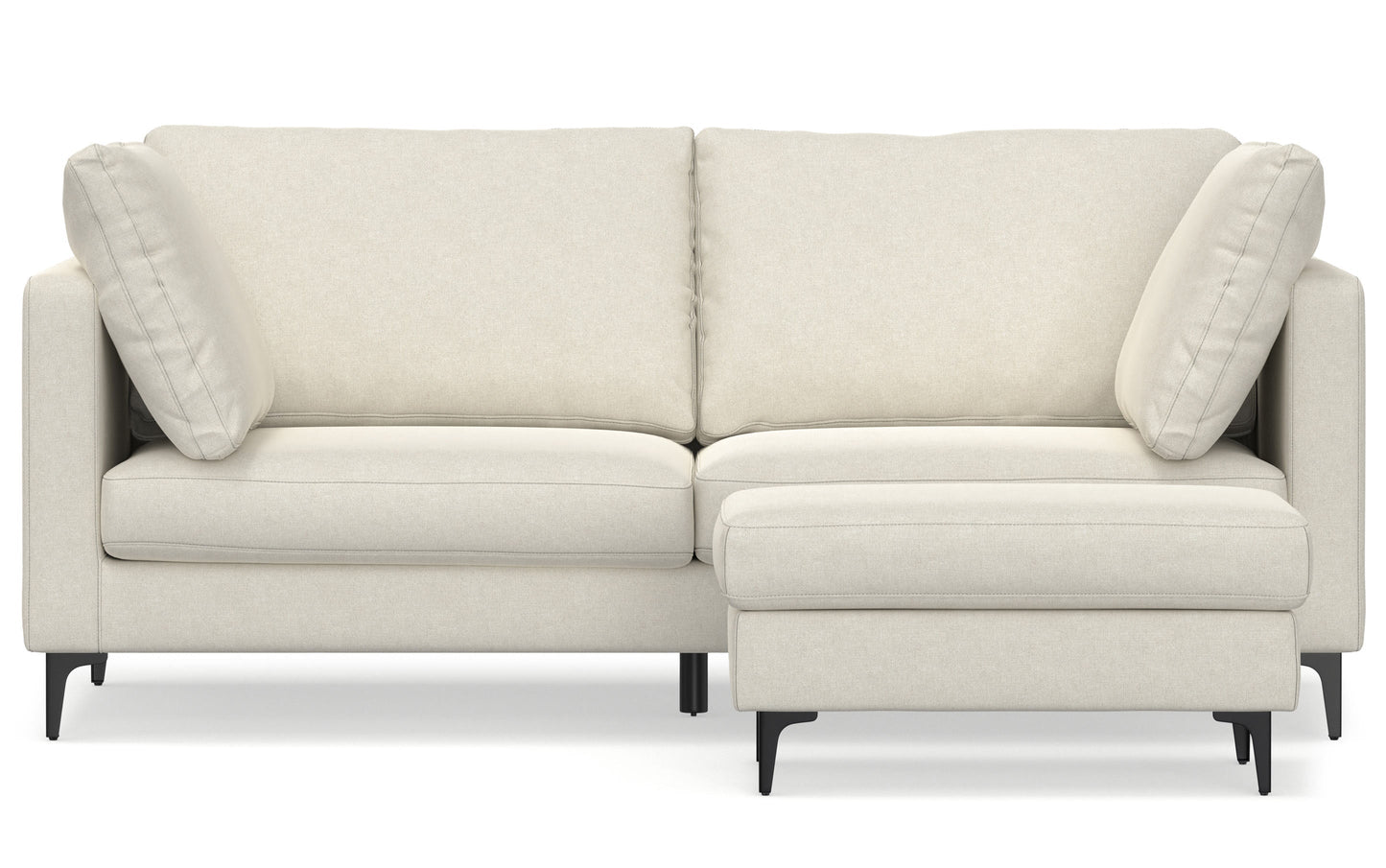 Cream Performance Fabric | Ava 76 inch Mid Century Sofa with Ottoman Set