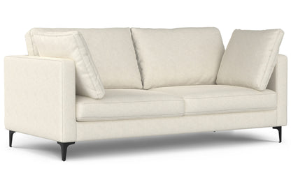 Cream Performance Fabric | Ava 76 inch Mid Century Sofa with Ottoman Set