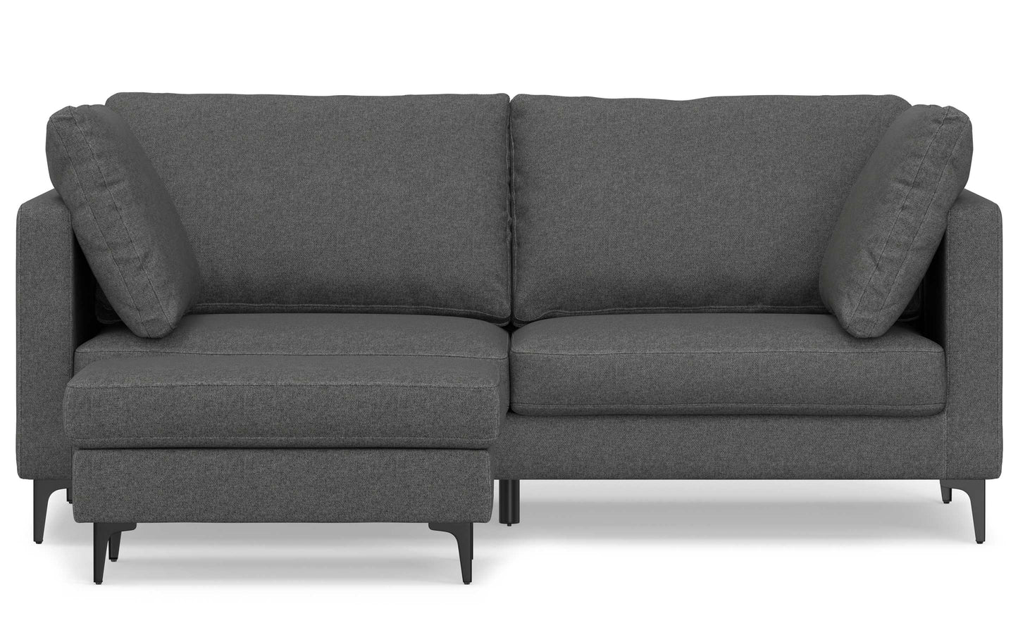 Pebble Grey Performance Fabric | Ava 76 inch Mid Century Sofa with Ottoman Set