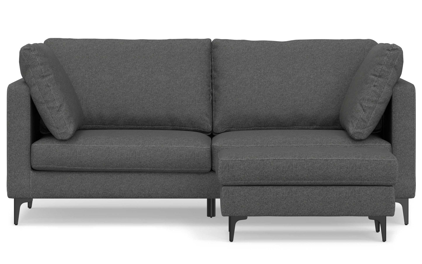 Pebble Grey Performance Fabric | Ava 76 inch Mid Century Sofa with Ottoman Set