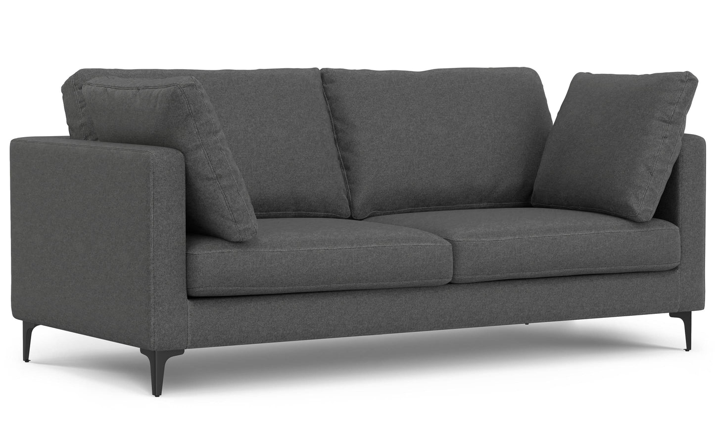 Pebble Grey Performance Fabric | Ava 76 inch Mid Century Sofa with Ottoman Set