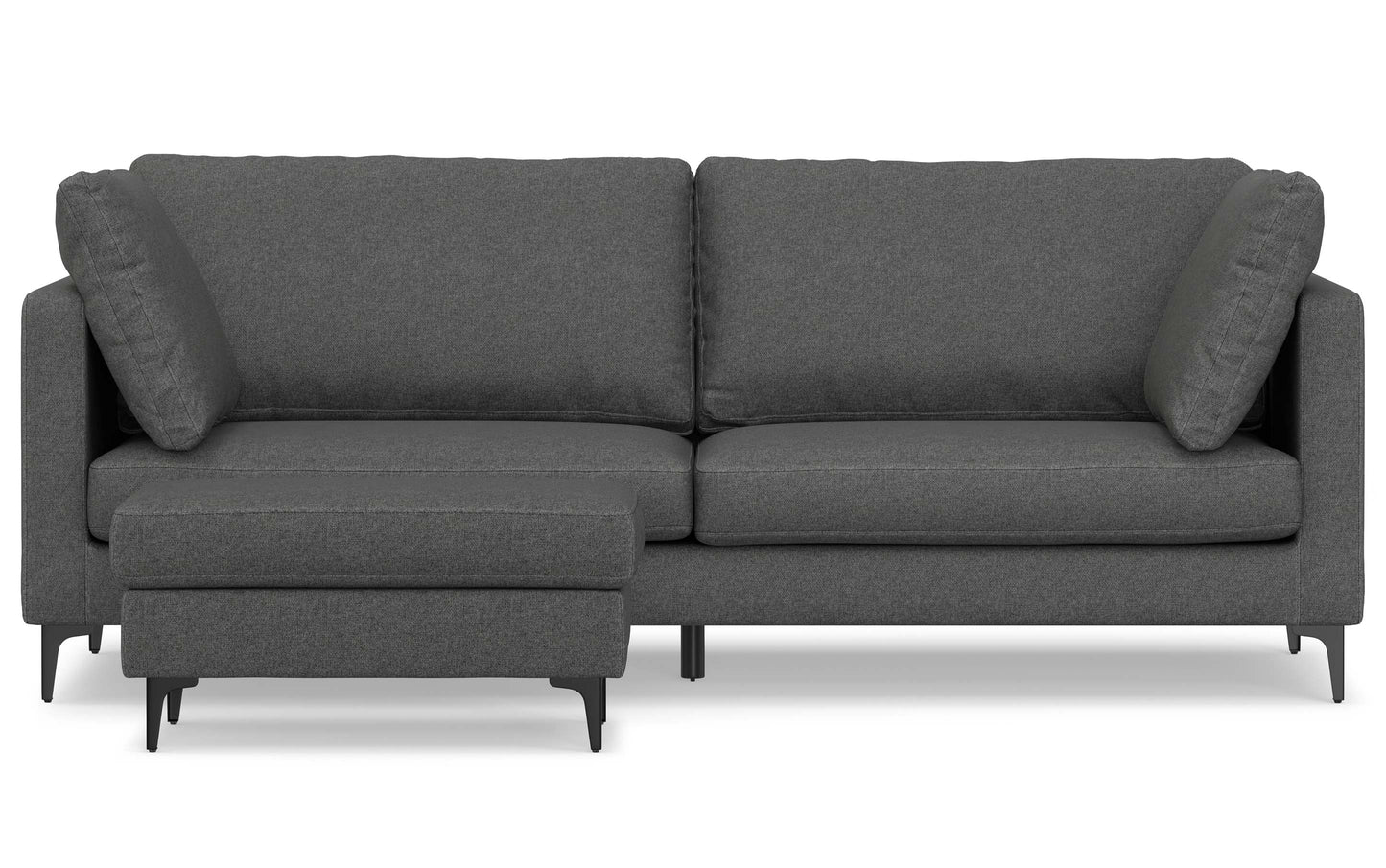 Pebble Grey Performance Fabric | Ava 90 inch Mid Century Sofa with Ottoman Set