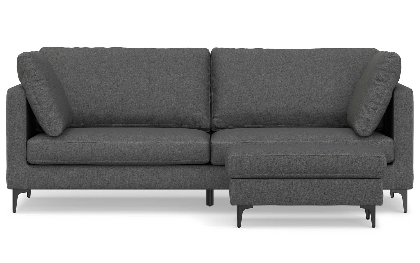 Pebble Grey Performance Fabric | Ava 90 inch Mid Century Sofa with Ottoman Set