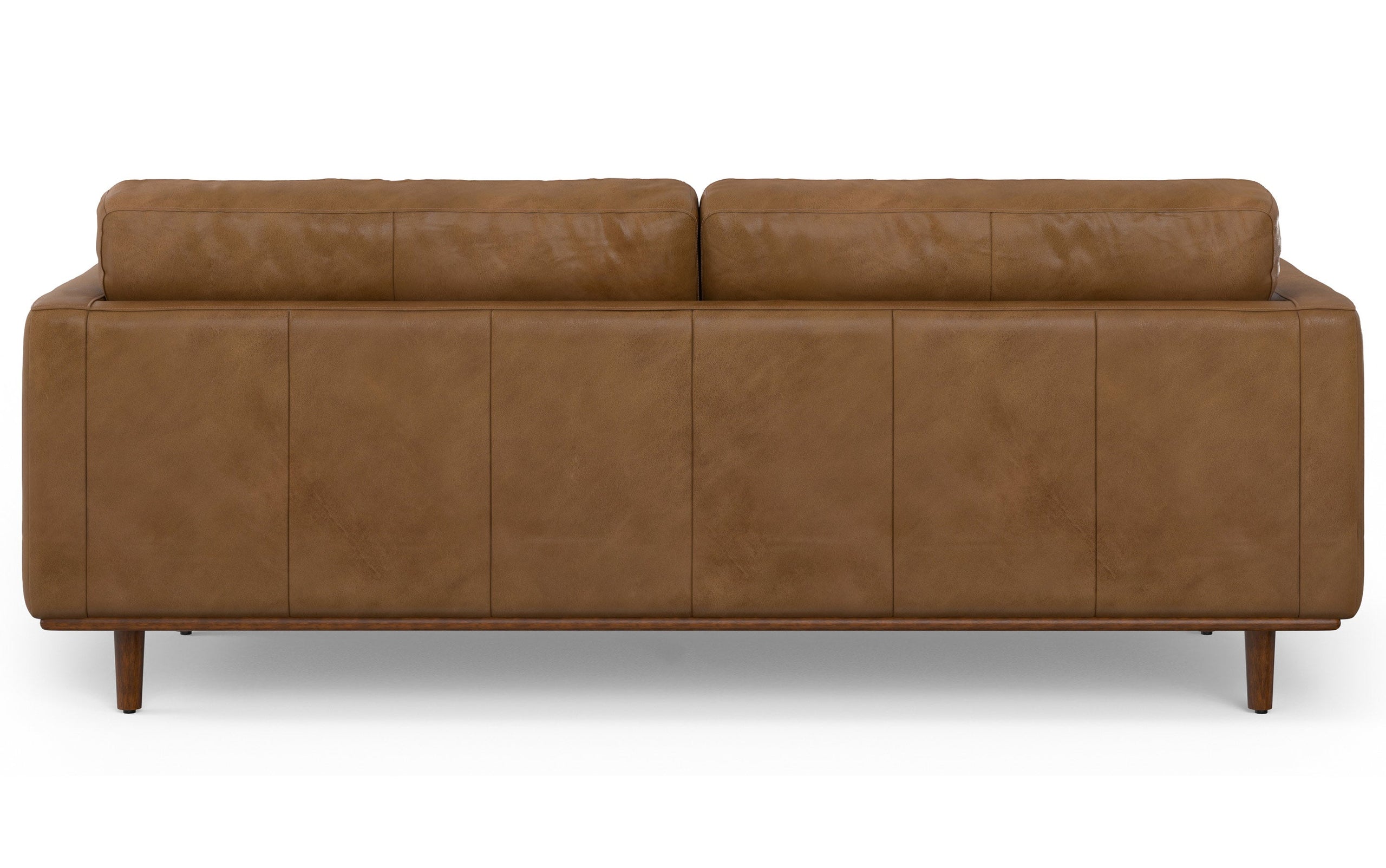 Caramel Brown Genuine Top Grain Leather | Morrison 89-inch Sofa and Ottoman Set in Genuine Leather