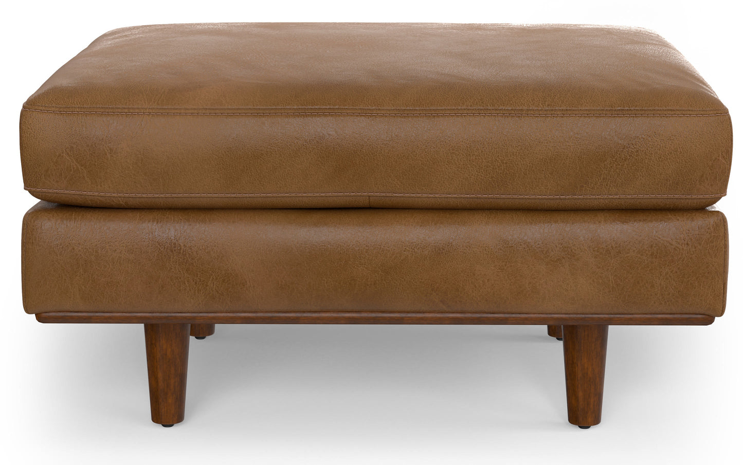 Caramel Brown Genuine Top Grain Leather | Morrison 89-inch Sofa and Ottoman Set in Genuine Leather