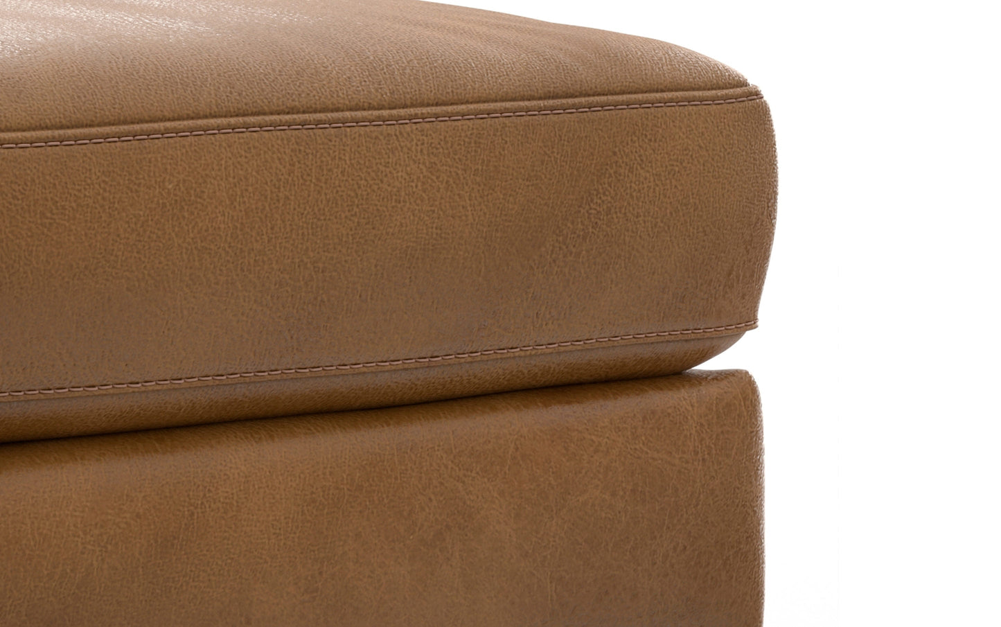 Caramel Brown Genuine Top Grain Leather | Morrison 89-inch Sofa and Ottoman Set in Genuine Leather