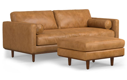 Sienna Genuine Top Grain Leather | Morrison 89-inch Sofa and Ottoman Set in Genuine Leather