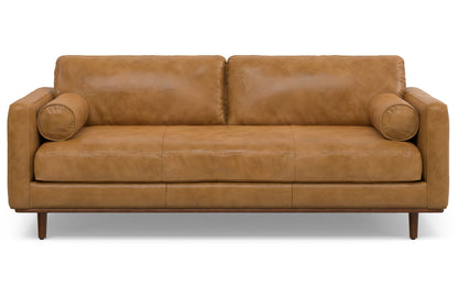 Sienna Genuine Top Grain Leather | Morrison 89-inch Sofa and Ottoman Set in Genuine Leather