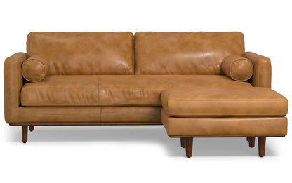 Sienna Genuine Top Grain Leather | Morrison 89-inch Sofa and Ottoman Set in Genuine Leather