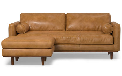 Sienna Genuine Top Grain Leather | Morrison 89-inch Sofa and Ottoman Set in Genuine Leather