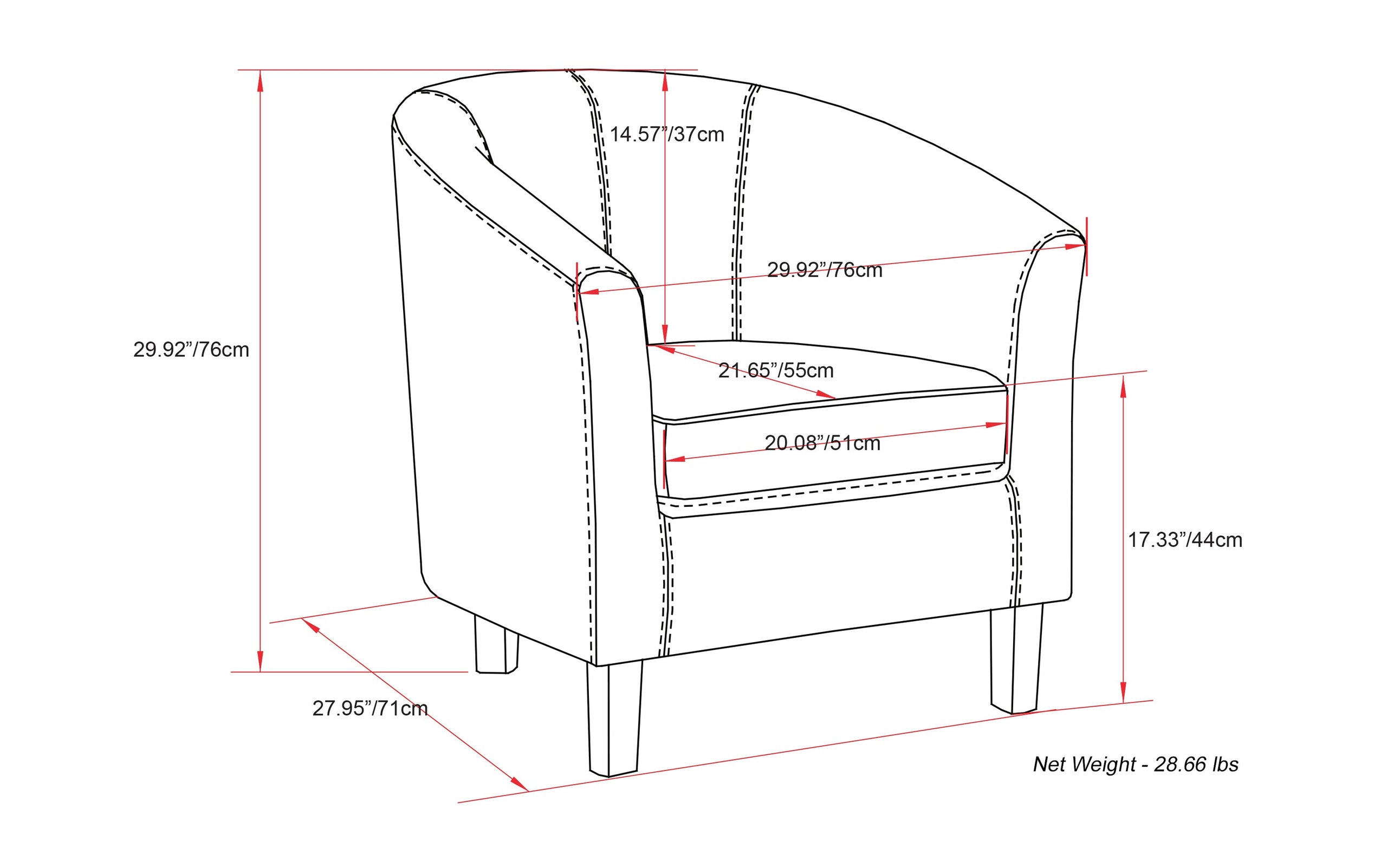 Red Vegan Leather | Austin Vegan Leather Tub Chair