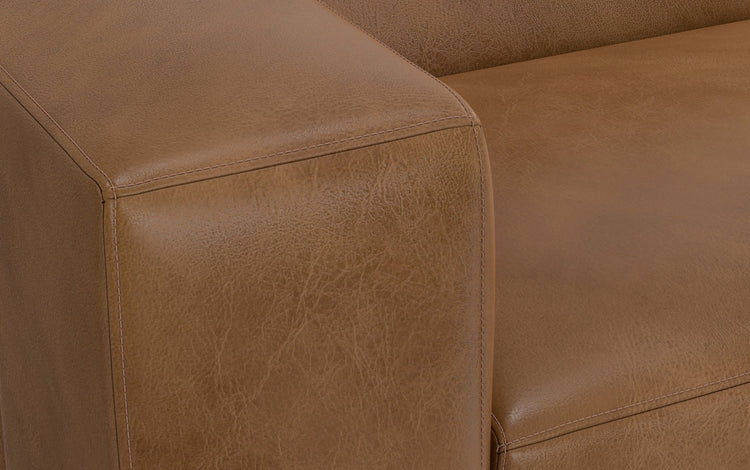 Caramel Brown Genuine Leather | Rex U-Shaped Sectional in Genuine Leather