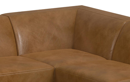 Caramel Brown Genuine Leather | Rex U-Shaped Sectional in Genuine Leather