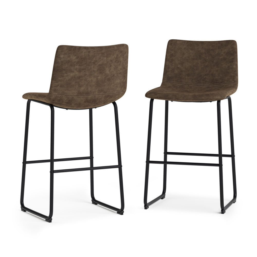 Distressed Brown Distressed Vegan Leather | Warner Bar Stool (Set of 2)