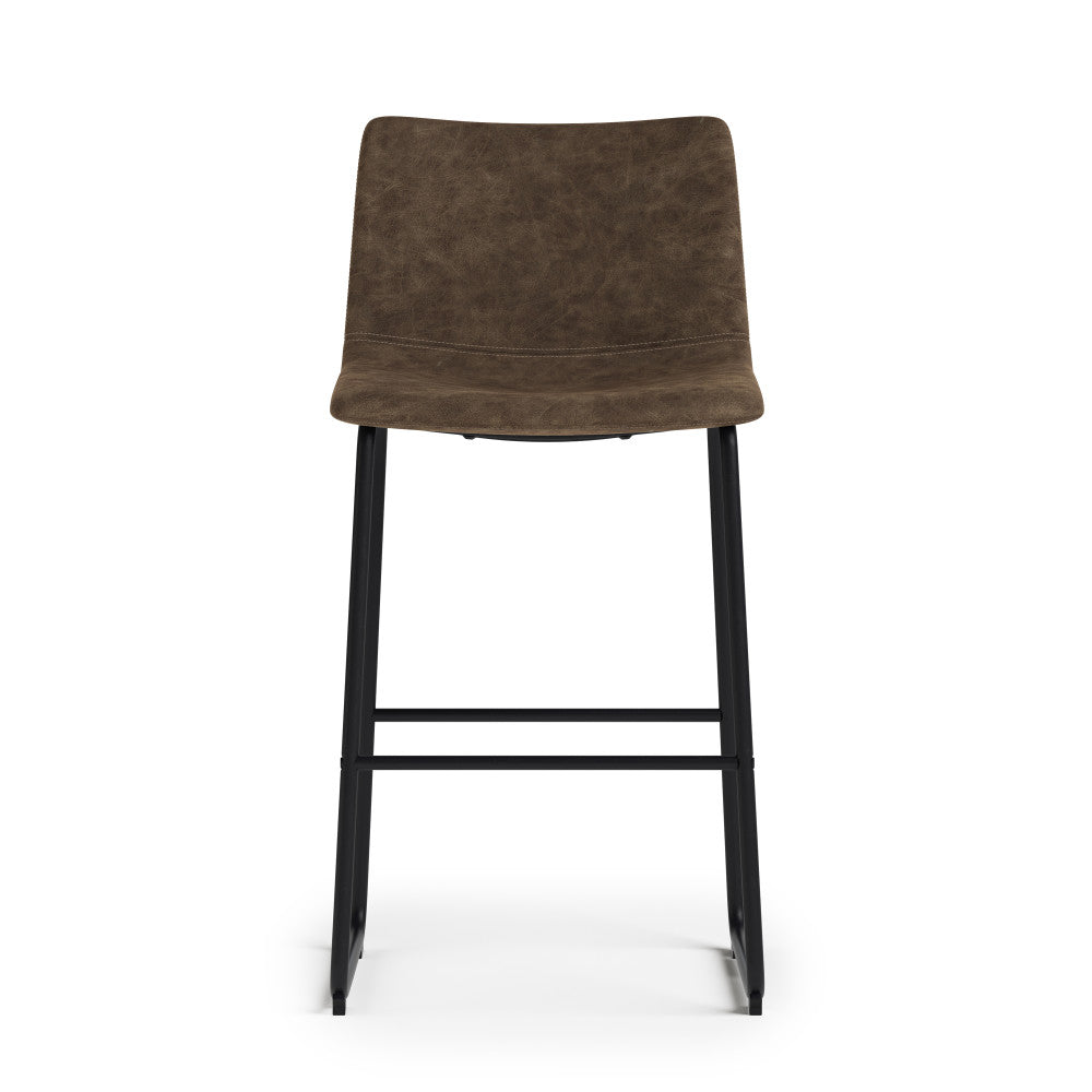 Distressed Brown Distressed Vegan Leather | Warner Bar Stool (Set of 2)