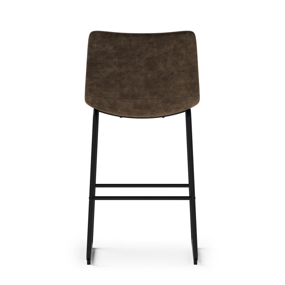 Distressed Brown Distressed Vegan Leather | Warner Bar Stool (Set of 2)