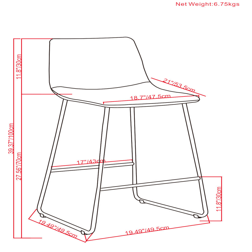 Distressed Brown Distressed Vegan Leather | Warner Bar Stool (Set of 2)