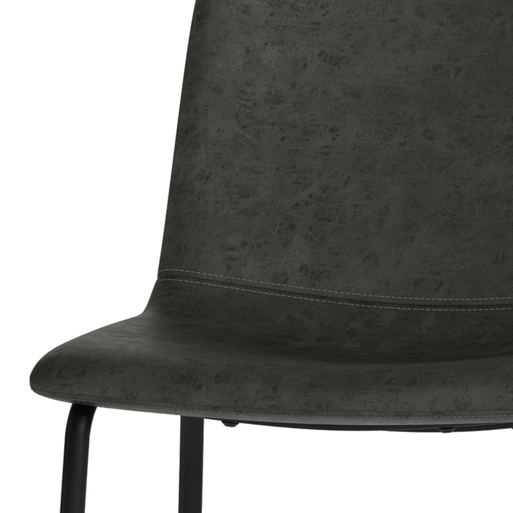 Distressed Charcoal Grey Distressed Vegan Leather | Warner Bar Stool (Set of 2)