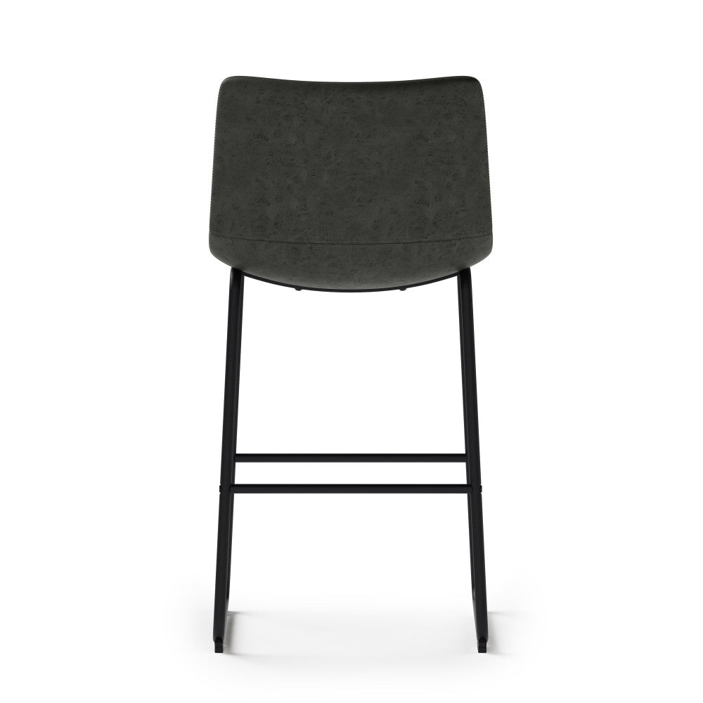 Distressed Charcoal Grey Distressed Vegan Leather | Warner Bar Stool (Set of 2)