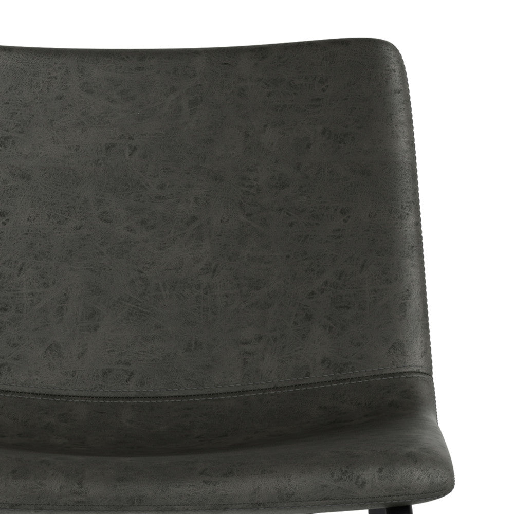 Distressed Charcoal Grey Distressed Vegan Leather | Warner Bar Stool (Set of 2)