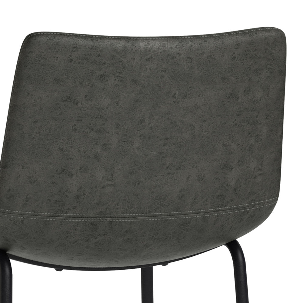 Distressed Charcoal Grey Distressed Vegan Leather | Warner Bar Stool (Set of 2)