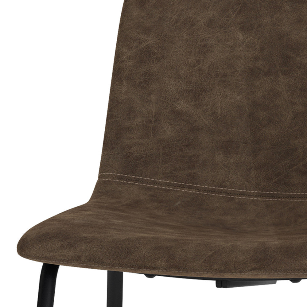 Distressed Brown Distressed Vegan Leather | Warner Dining Chair (Set of 2)