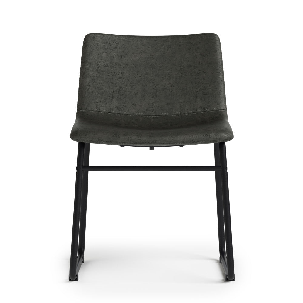 Distressed Charcoal Grey Distressed Vegan Leather | Warner Dining Chair (Set of 2)