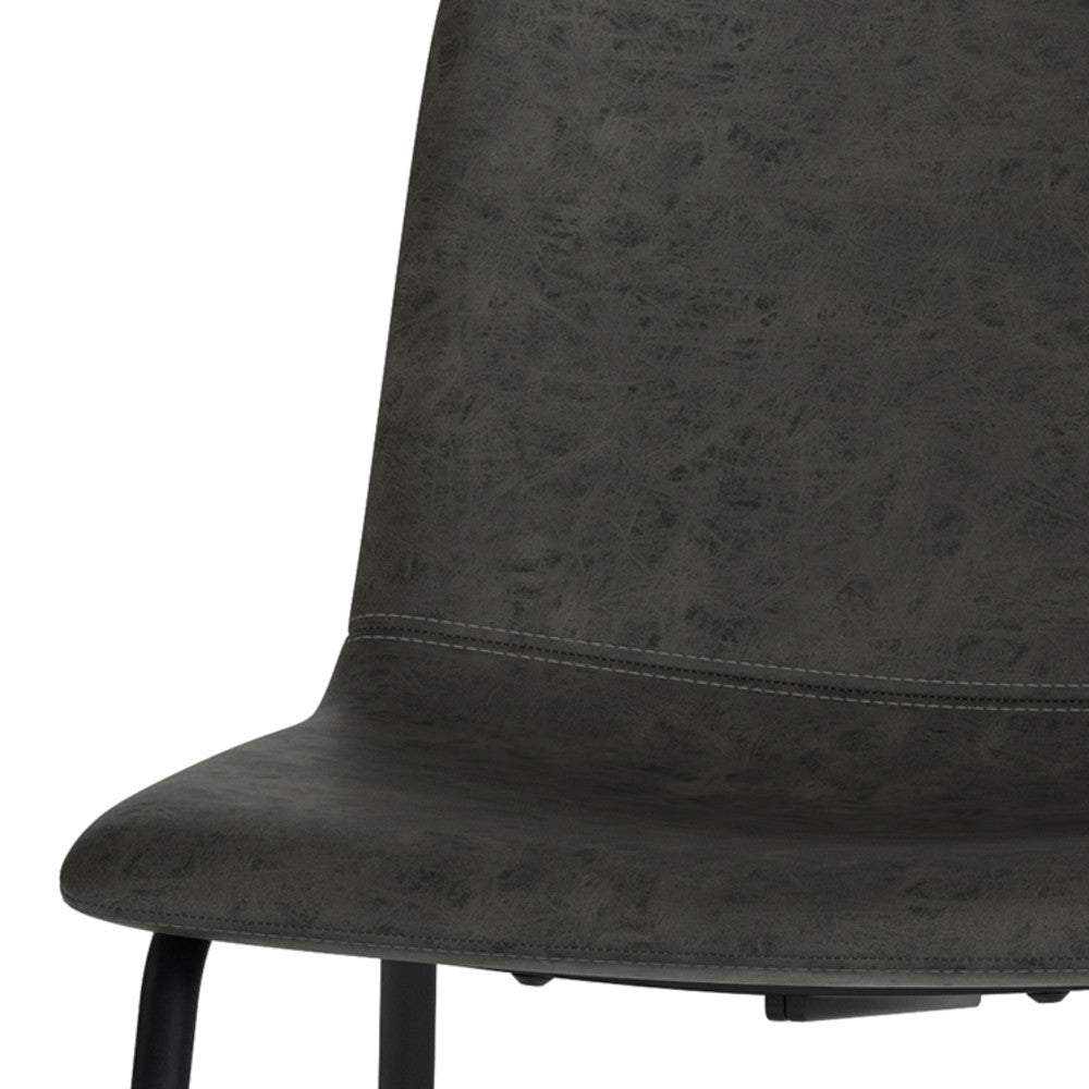 Distressed Charcoal Grey Distressed Vegan Leather | Warner Dining Chair (Set of 2)