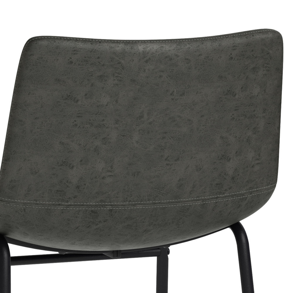 Distressed Charcoal Grey Distressed Vegan Leather | Warner Dining Chair (Set of 2)