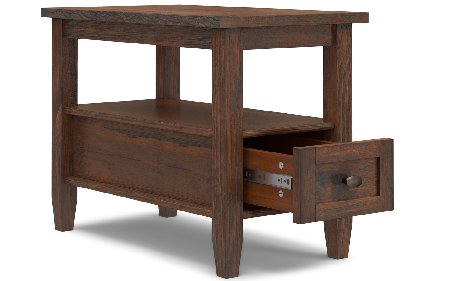 Distressed Charcoal Brown | Warm Shaker Narrow Side Table