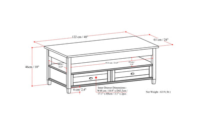 Light Golden Brown | Warm Shaker Lift Top Coffee Table