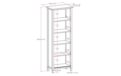 Light Golden Brown | Warm Shaker 5 Shelf Bookcase