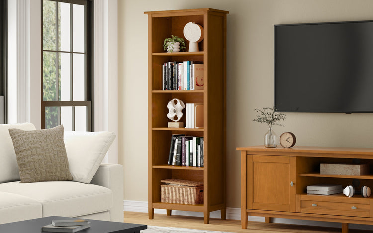 Light Golden Brown | Warm Shaker 5 Shelf Bookcase